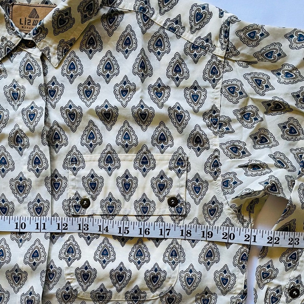 Vintage LIZ WEAR Womens Small Blouse Button Up Shirt Paisley Relaxed Fit - Picture 7 of 9